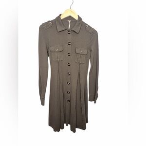 Free People Olive Heat Utility Button Dress Women's Size S